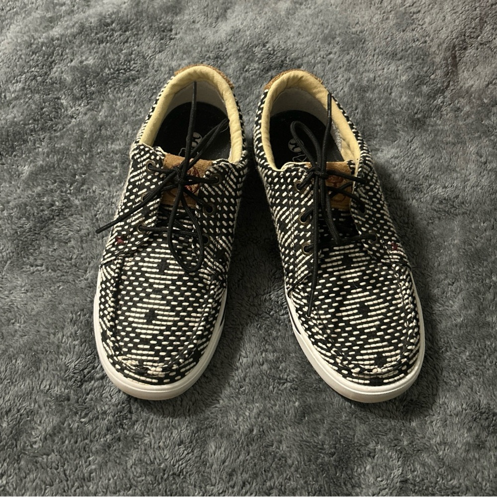 Twisted X Black and White Sneakers Slip-On Canvas